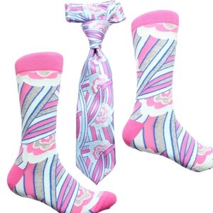Colorful Patterned Socks and Tie Set